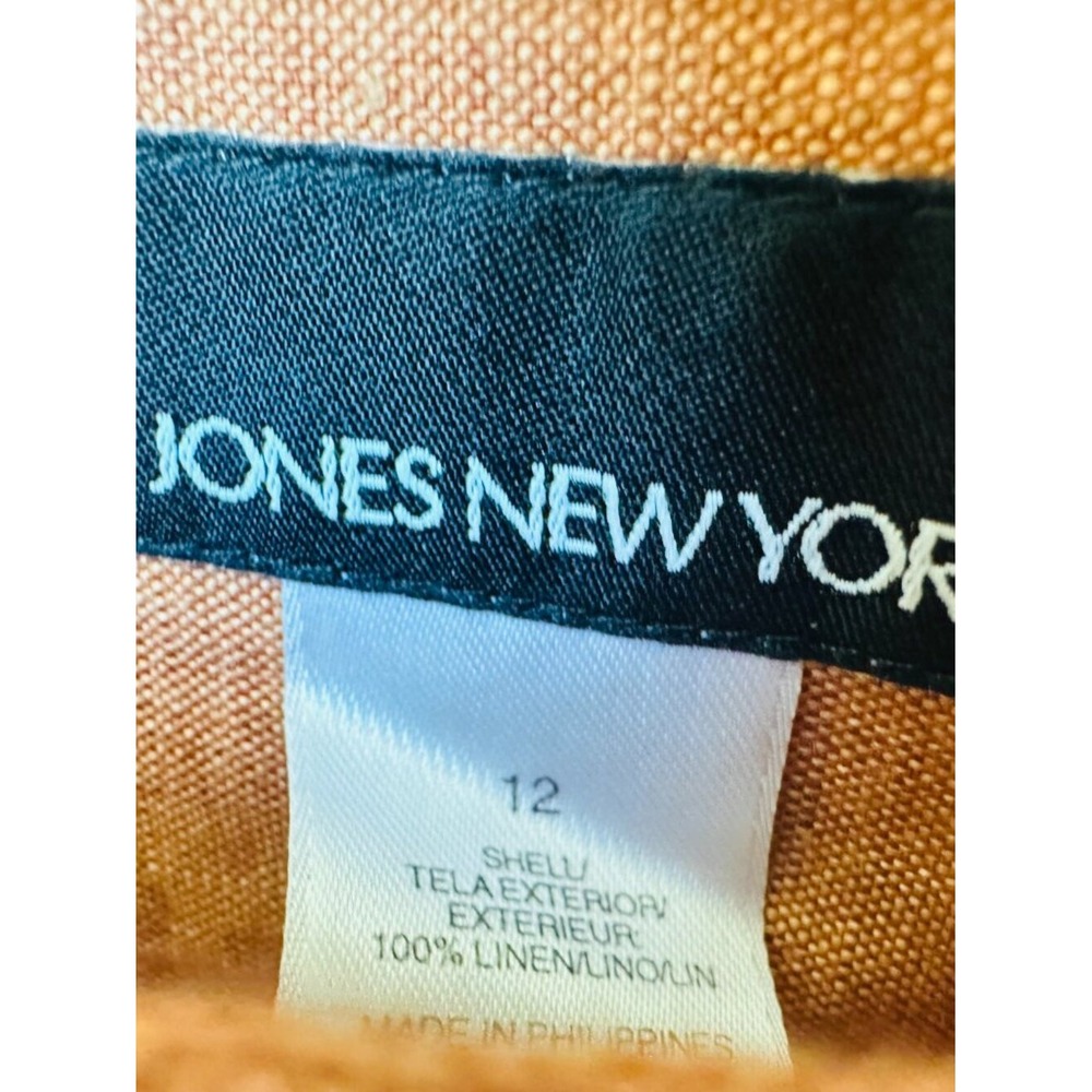 Jones New York 100% Linen Wide Leg Pants Rust Terracotta High Rise Size 12 - Picture 5 of 5